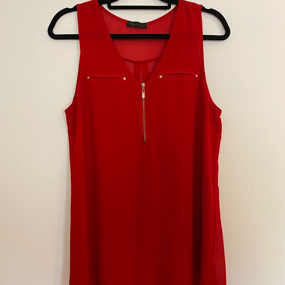 KLD Signature red sleeveless tunic blouse